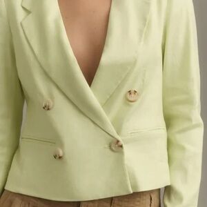 MAEVE Mint Green Linen Slim Blazer - Size 1X
